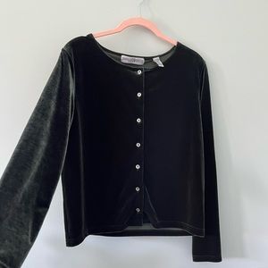 Vintage Green Velvet Cardigan Small